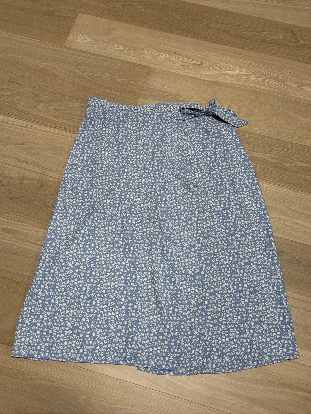 Urban Romantics (L) Tie Waist Cottagecore Wrap Skirt Boho Patterned Blue Midi - Picture 10 of 14